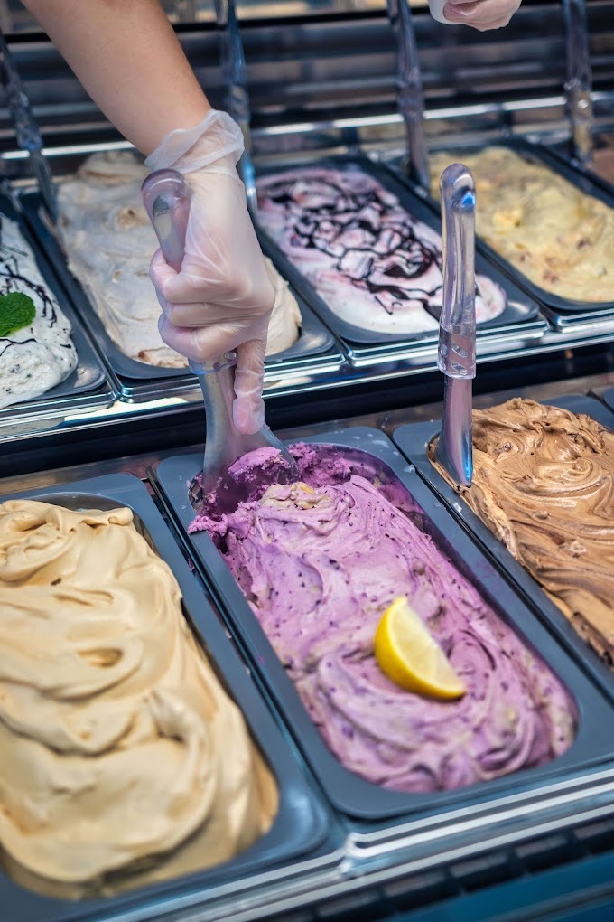 Freshly scooped artisan gelato