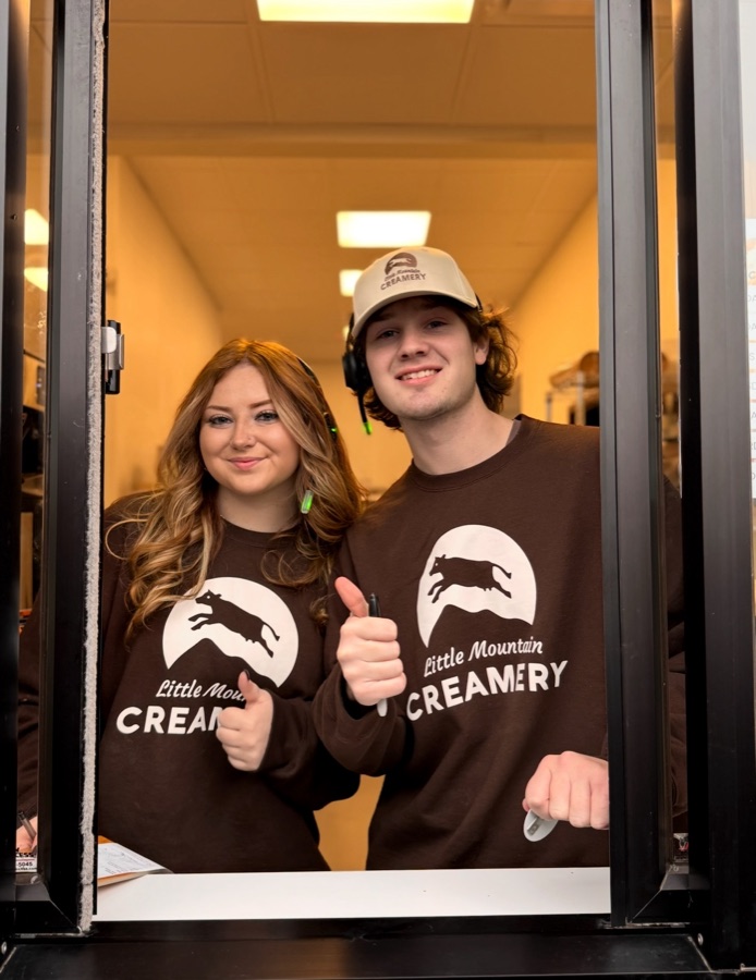 Little Mountain Creamery team at the drive-thru window